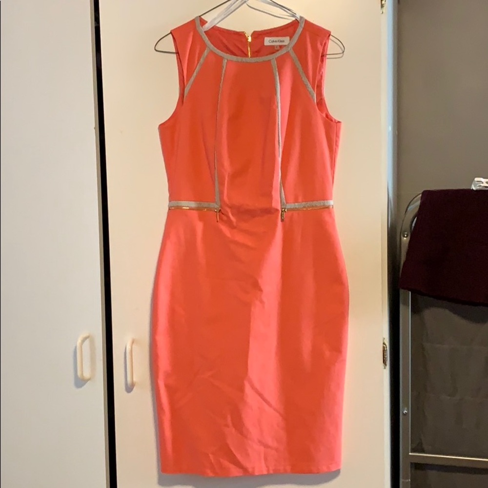 Calvin Klein dress in peach/cream snakeskin detail